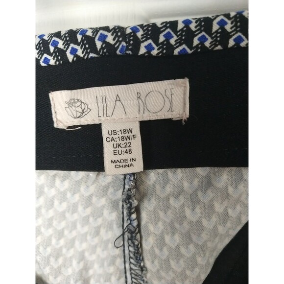 Lila ROSE WOMAN 18W Flat Feont Blue Black Abstract Cropped Ankle Dress Pants... - Picture 7 of 9